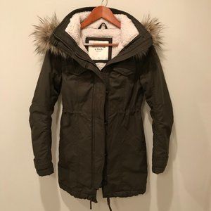 Green Abercrombie Sherpa Military Parka XS EUC